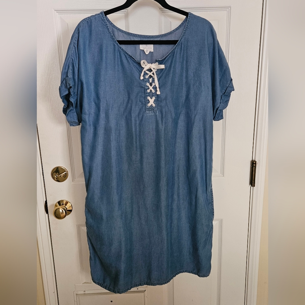 Caslon Blue Lace-Up Casual Dress